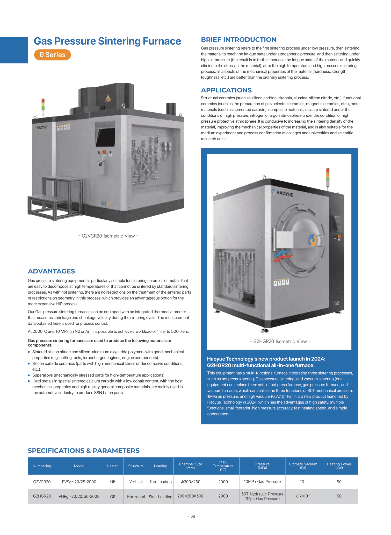 G Series gas pressure furnace brochure page 1