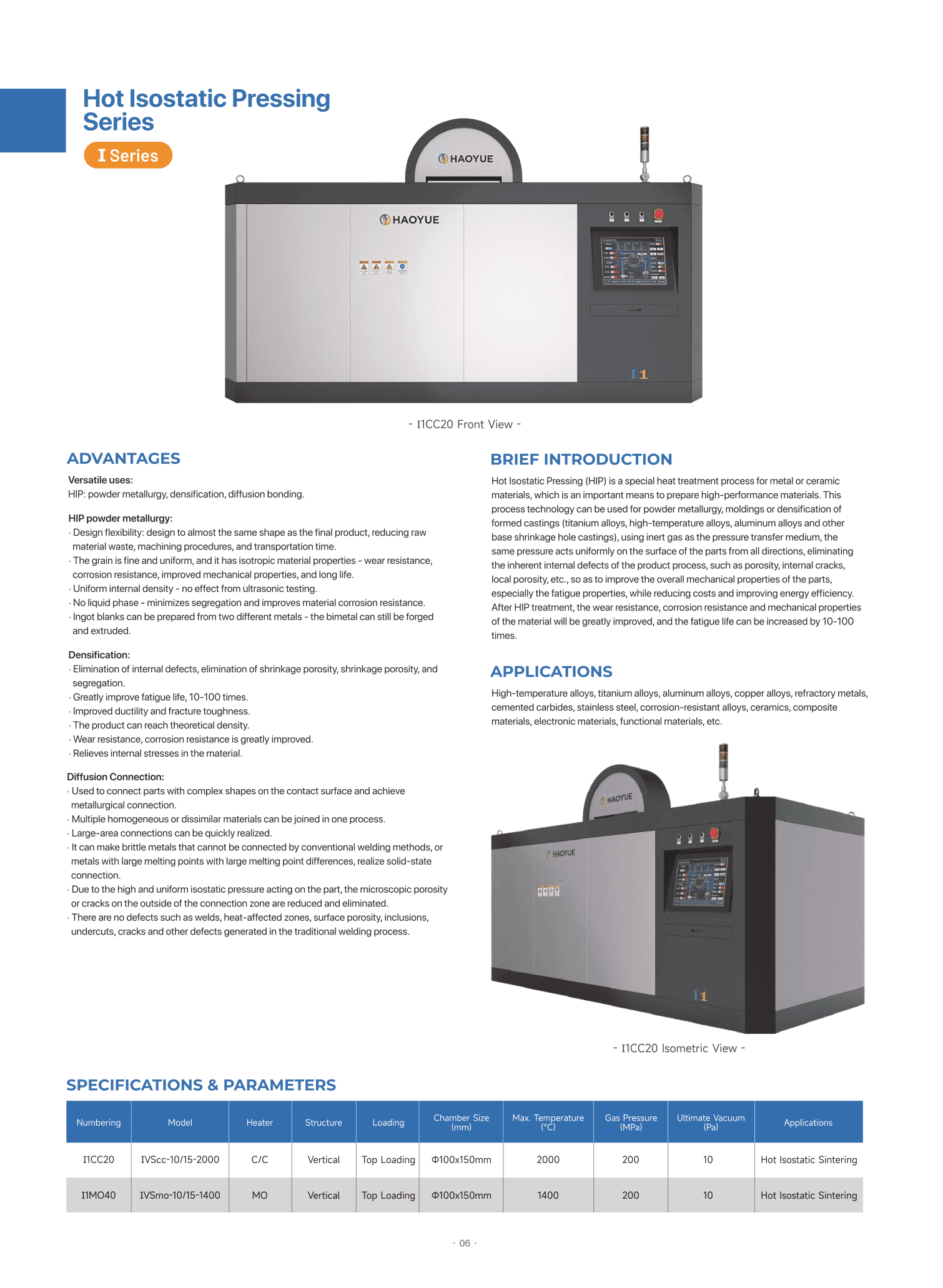 I Series HIP furnace brochure page 1